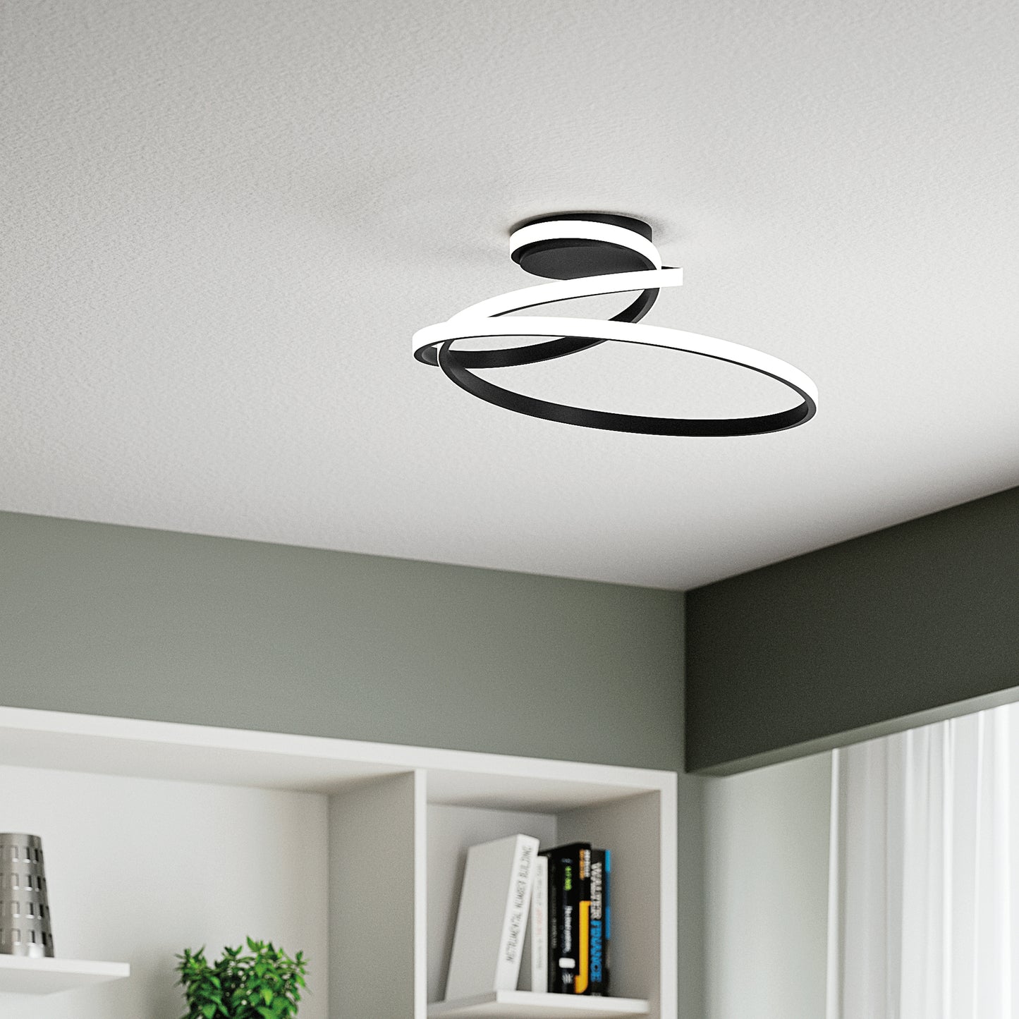 Plafoniera LED COASTER in alluminio nero con interruttore CCT