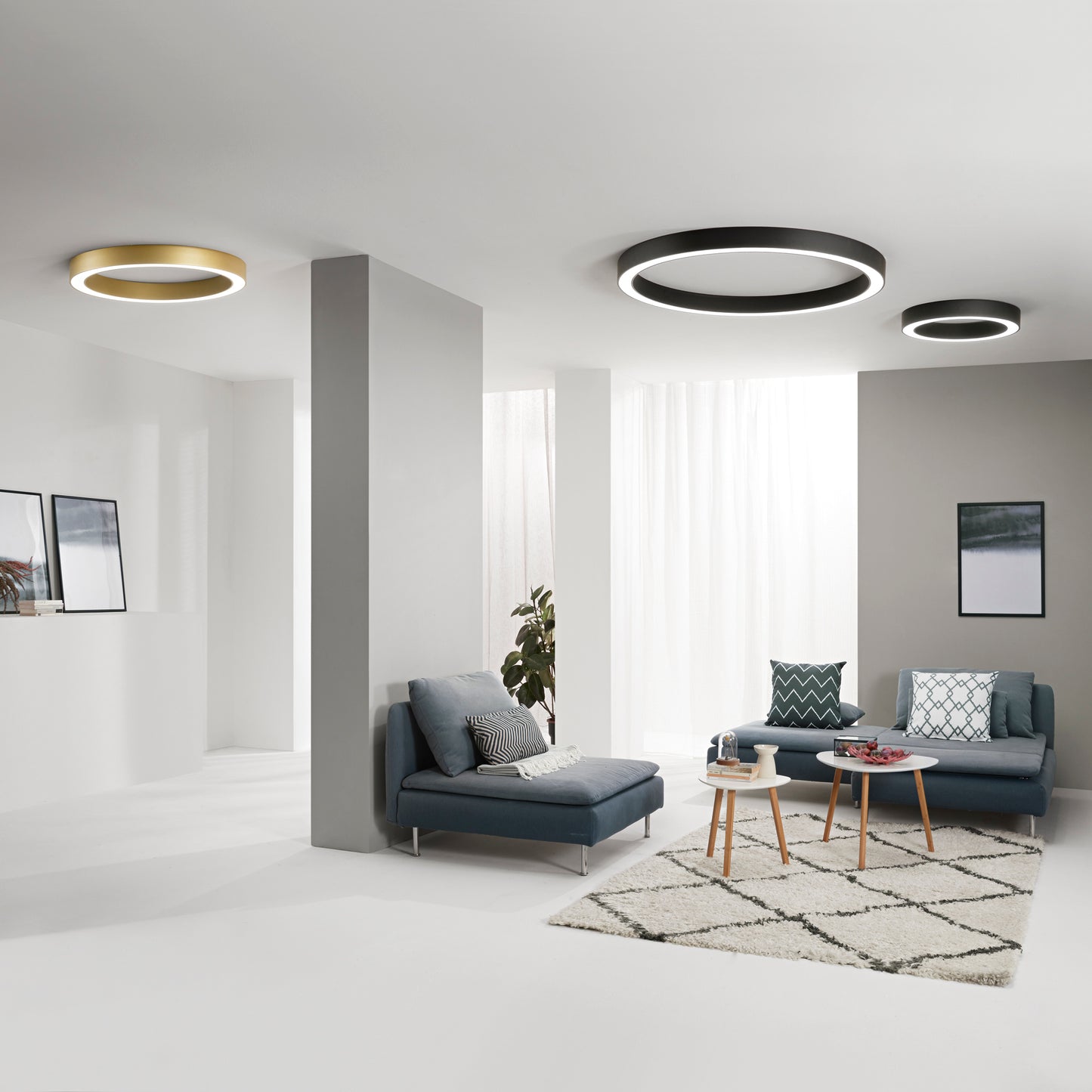 Plafoniera LED DEMOS nera con diffusore in acrilico, CCT, Ø 120 cm.