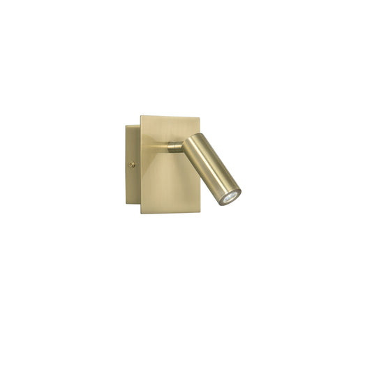 Applique LED DICKENS in alluminio oro con punto luce orientabile