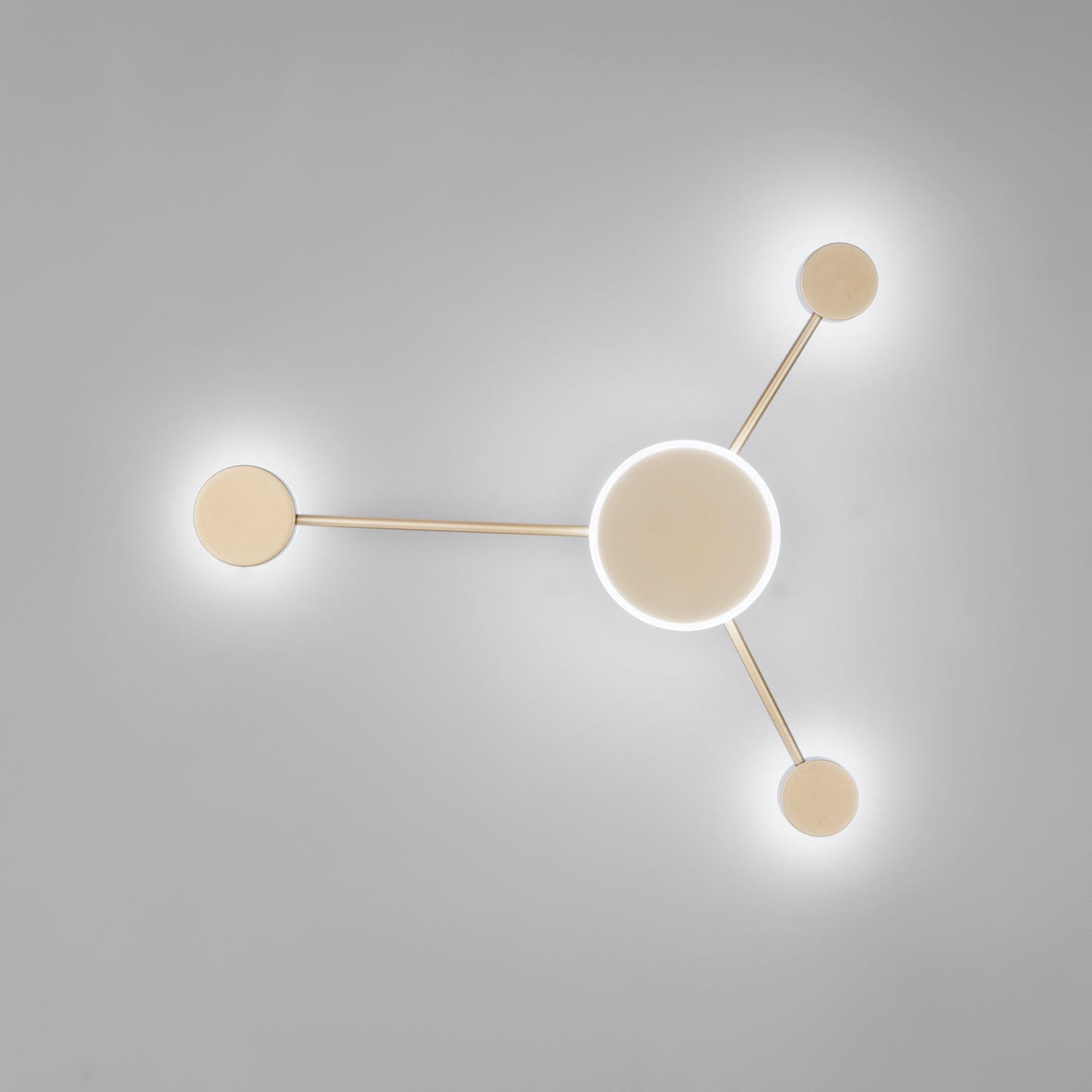 Plafoniera LED ETERE in alluminio oro 3 punti luce, CCT