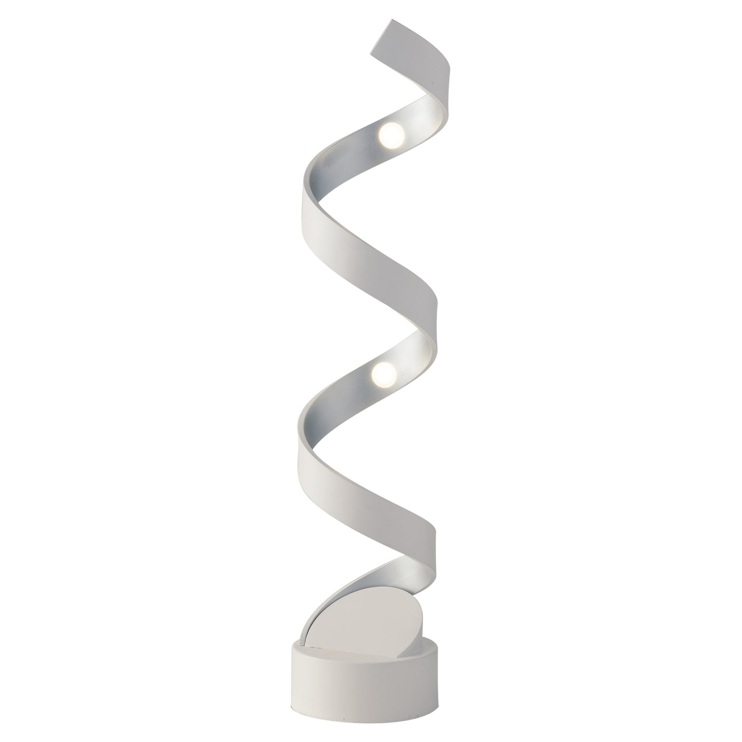 Lampada da tavolo LED HELIX in alluminio bianca e argento 4000K (luce naturale)