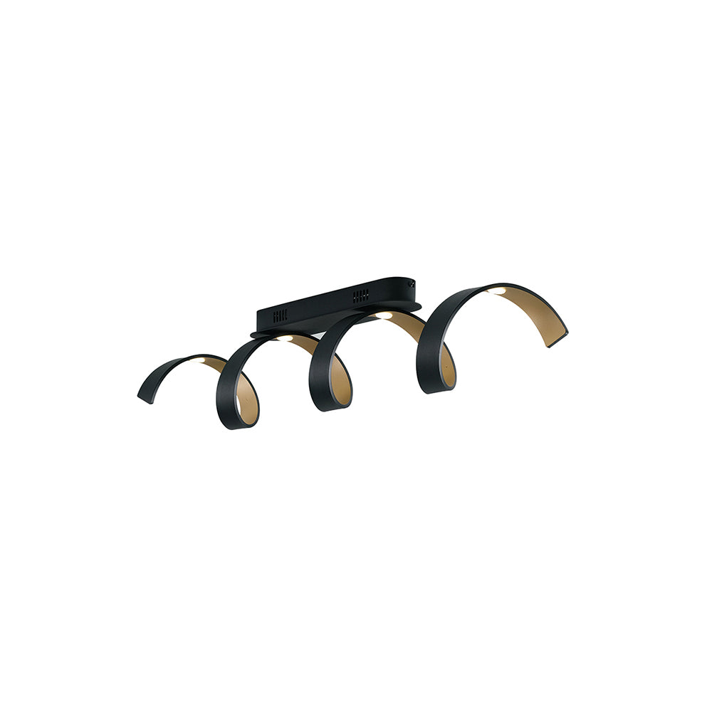 Plafoniera LED HELIX in alluminio nera e oro 3000K (Luce calda)