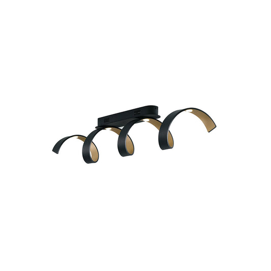Plafoniera LED HELIX in alluminio nera e oro 3000K (Luce calda)