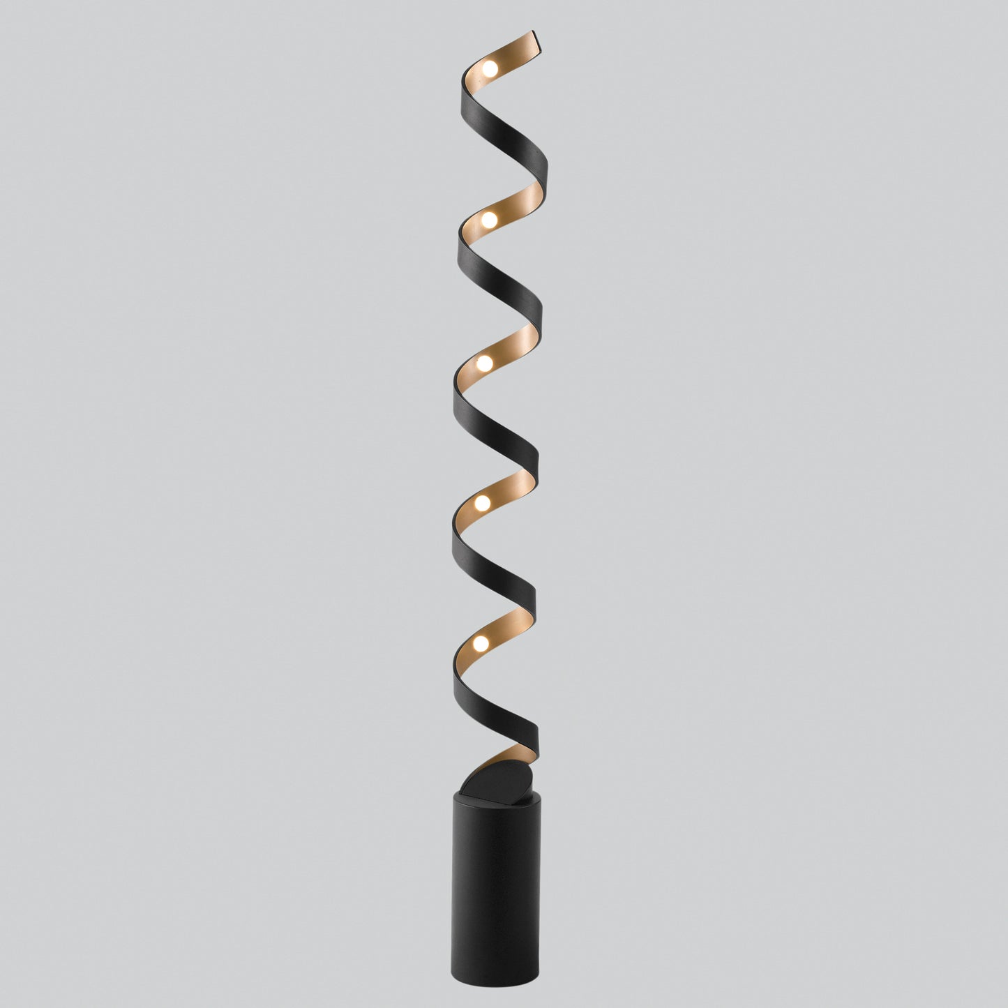Piantana LED HELIX in alluminio nera e oro 4000K (Luce naturale)
