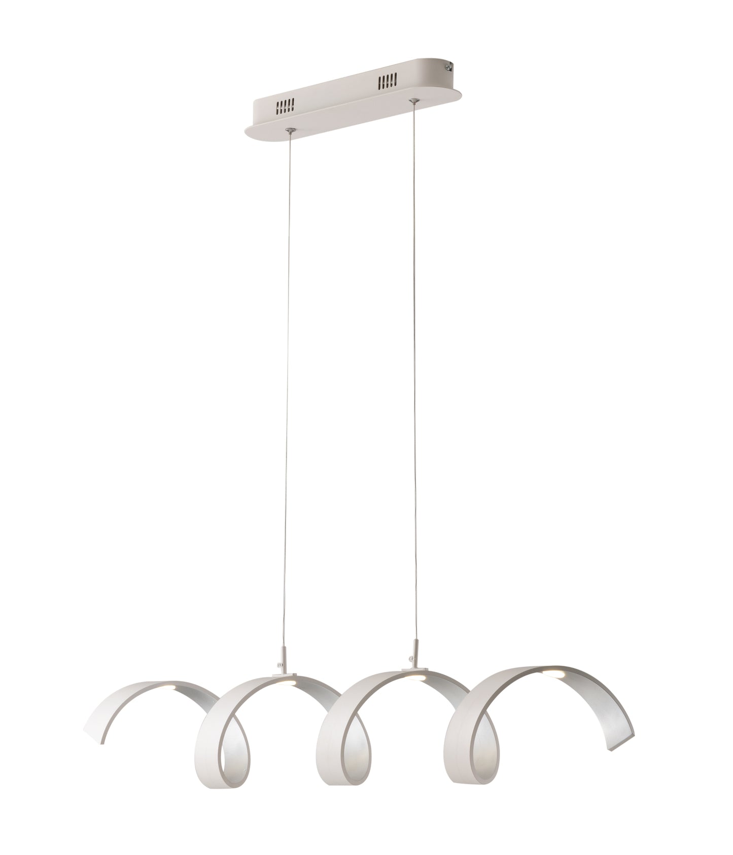 Sospensione LED HELIX in alluminio bianca e argento 3000k (luce calda), h120x80cm.