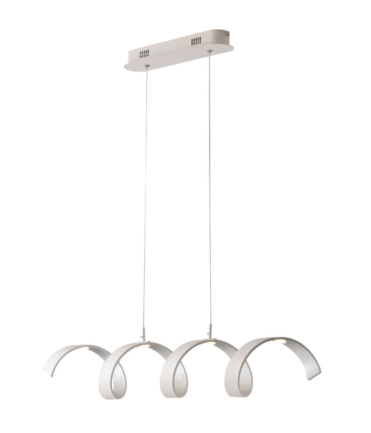 Sospensione LED HELIX in alluminio bianca e argento 3000k (luce calda), h120x80cm.