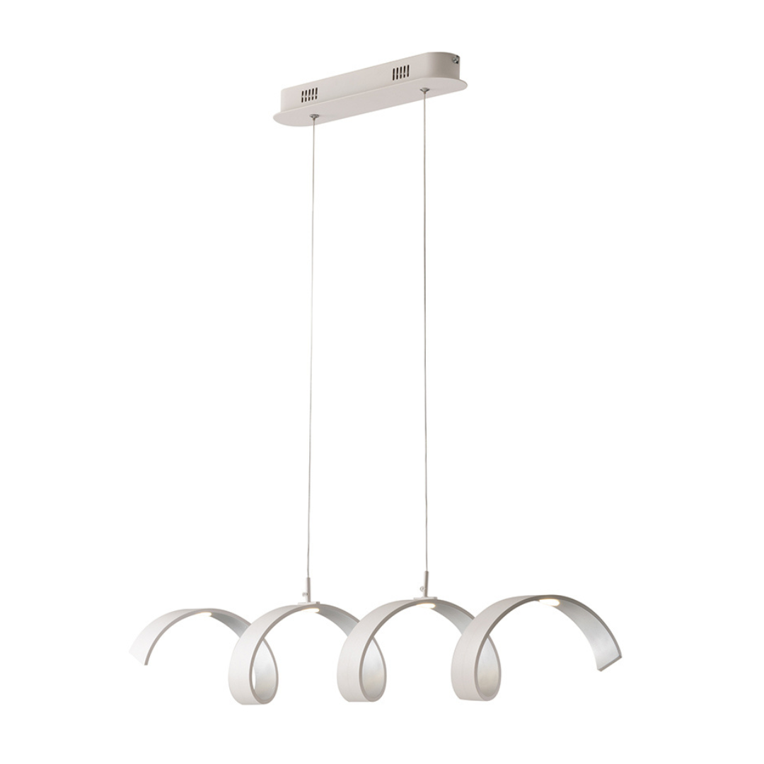 Sospensione LED HELIX in alluminio bianca e argento 4000k (luce naturale), h120x80cm.