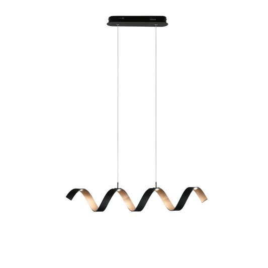 Sospensione LED HELIX in alluminio nera e oro 3000k (luce calda), h120x80cm.