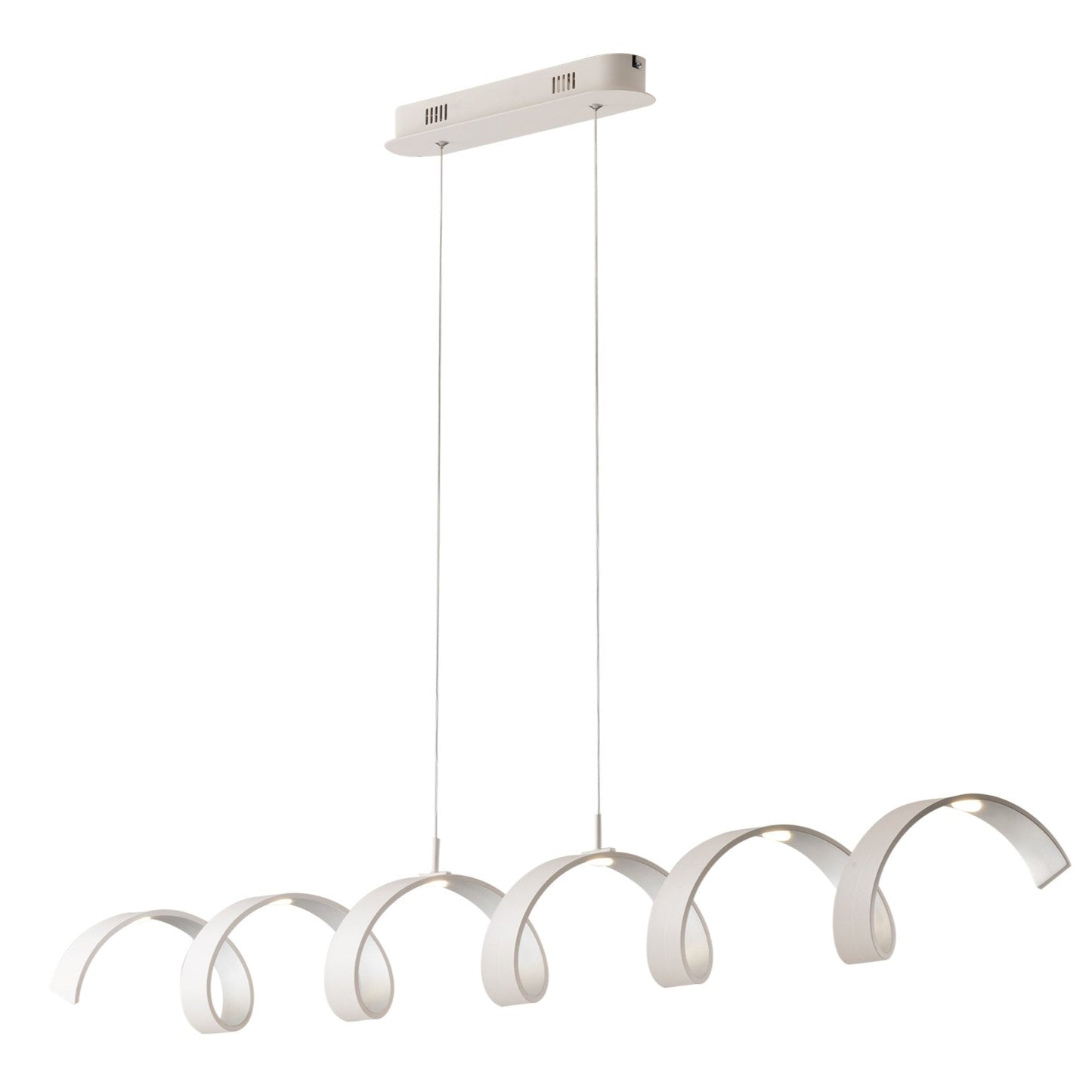 Sospensione LED HELIX in alluminio bianca e argento 3000K (luce calda), h120x125cm
