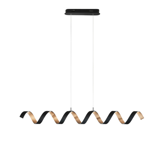 Sospensione LED HELIX in alluminio nera e oro 3000K (luce calda), h120x125cm