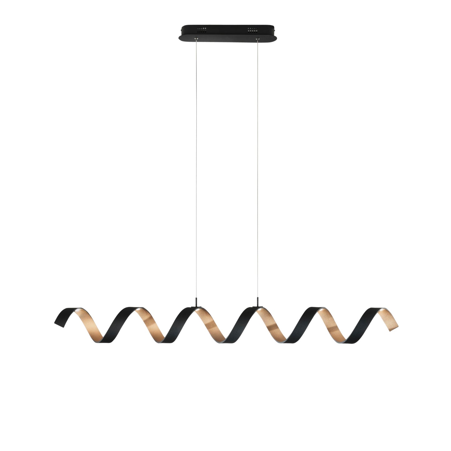 Sospensione LED HELIX in alluminio nera e oro 4000K (luce naturale), h120x125cm