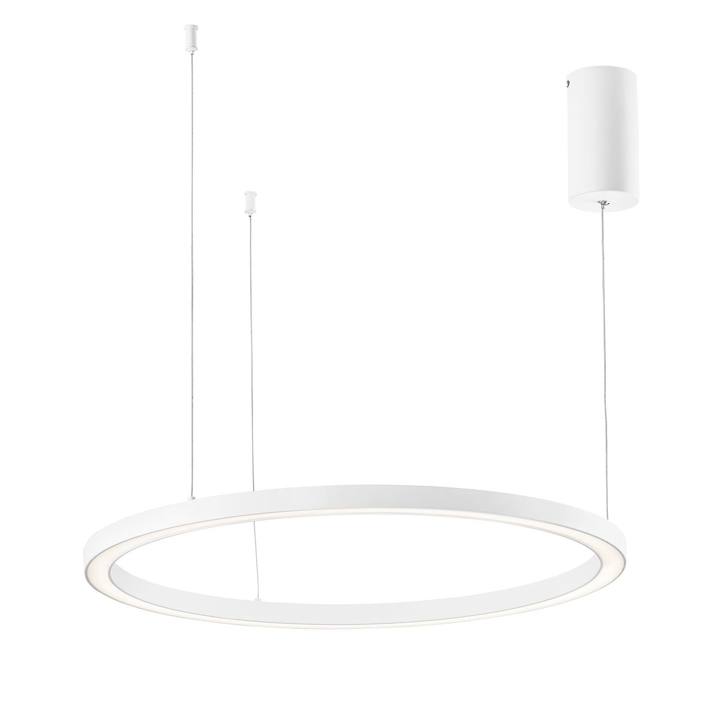 Sospensione LED HOOP in alluminio bianca diffusore in acrilico e cavi regolabili, CCT, Ø 120cm.