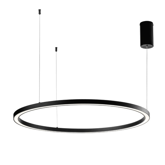 Sospensione LED HOOP in alluminio nera diffusore in acrilico e cavi regolabili, CCT, Ø 120cm.