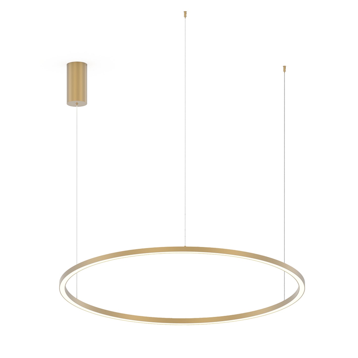 Sospensione LED HOOP in alluminio oro diffusore in acrilico e cavi regolabili, CCT, Ø 120cm.