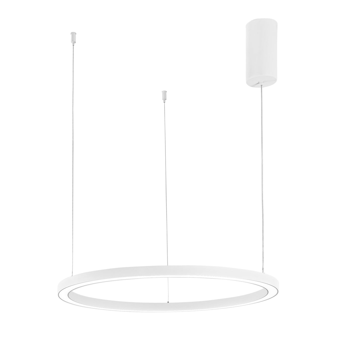 Sospensione LED HOOP in alluminio bianca diffusore in acrilico e cavi regolabili, CCT, Ø 60cm.