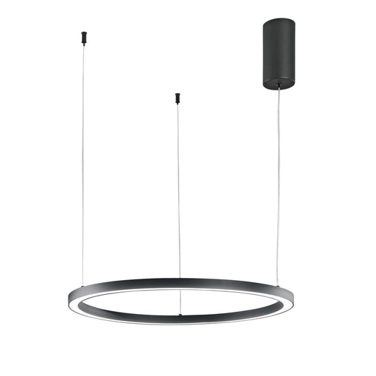 Sospensione LED HOOP in alluminio nera diffusore in acrilico e cavi regolabili, CCT, Ø 60cm.
