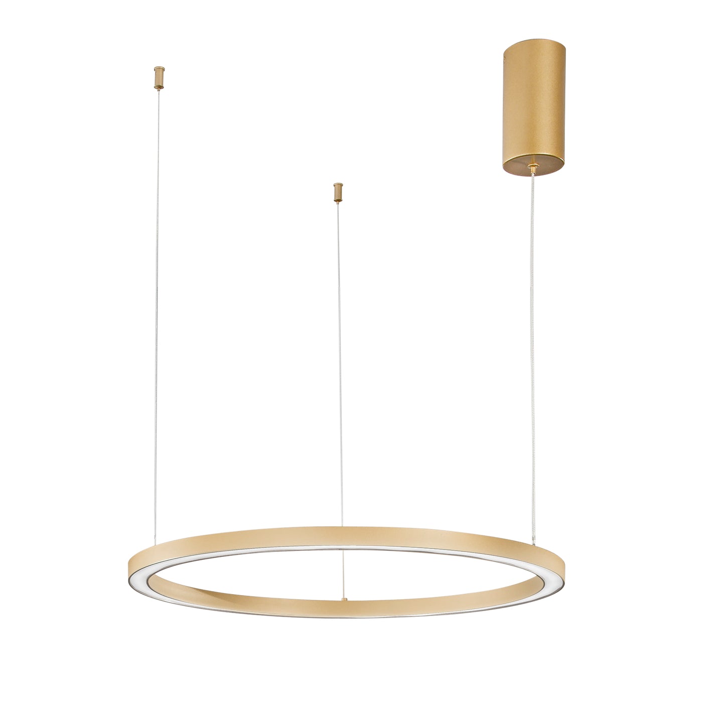 Sospensione LED HOOP in alluminio oro diffusore in acrilico e cavi regolabili, CCT, Ø 60cm.