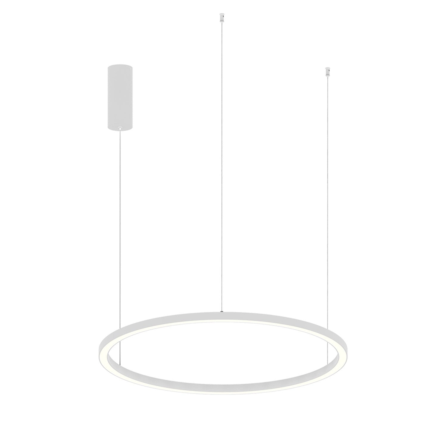 Sospensione LED HOOP in alluminio bianca diffusore in acrilico e cavi regolabili, CCT, Ø 80cm.