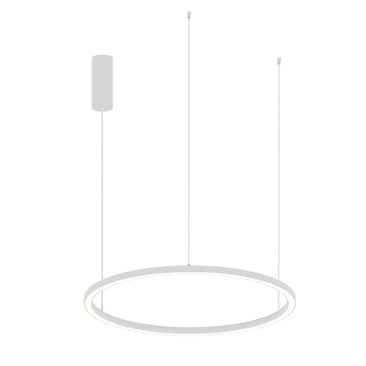 Sospensione LED HOOP in alluminio bianca diffusore in acrilico e cavi regolabili, CCT, Ø 80cm.