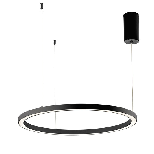 Sospensione LED HOOP in alluminio nera diffusore in acrilico e cavi regolabili, CCT, Ø 80cm.