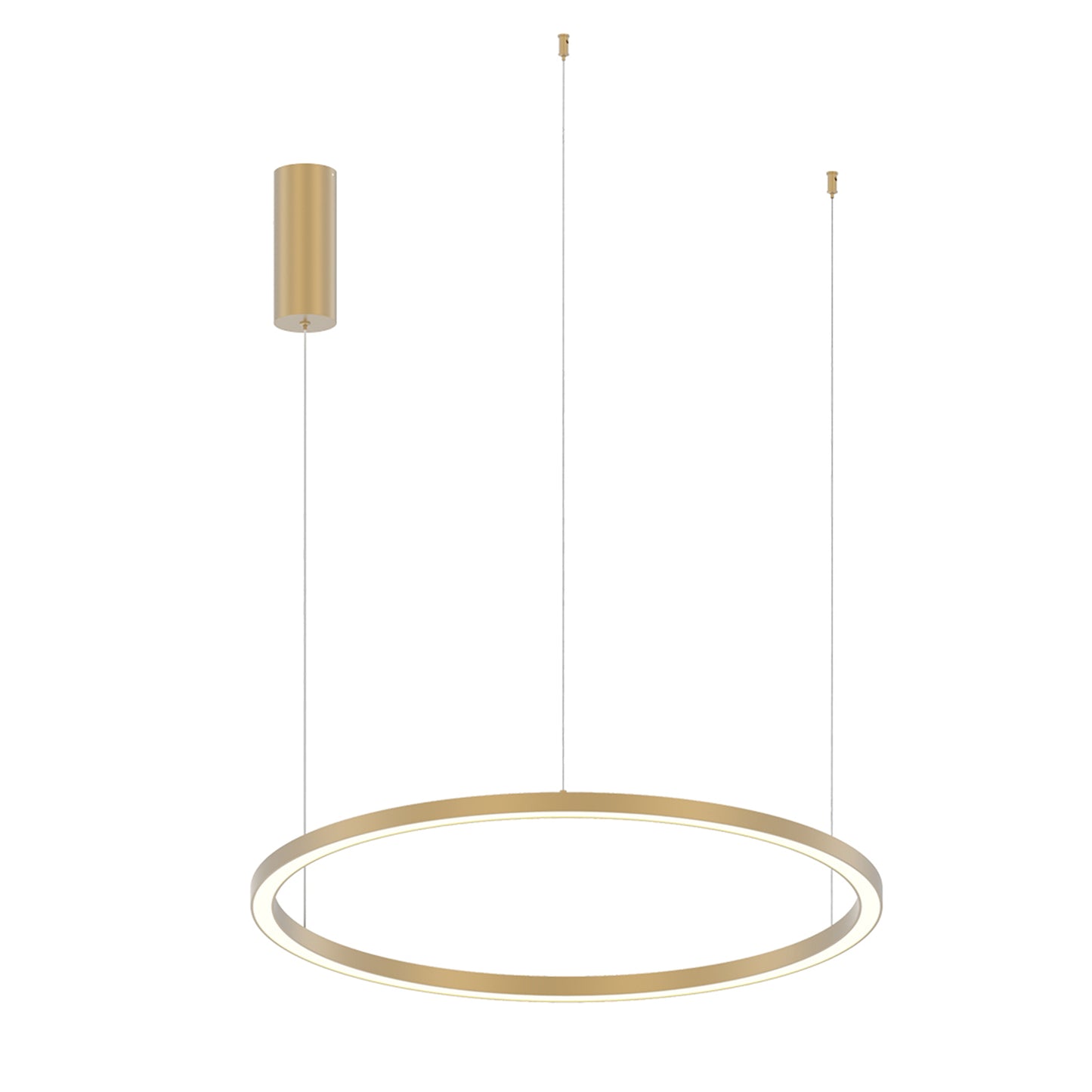 Sospensione LED HOOP in alluminio oro diffusore in acrilico e cavi regolabili, CCT, Ø 80cm.