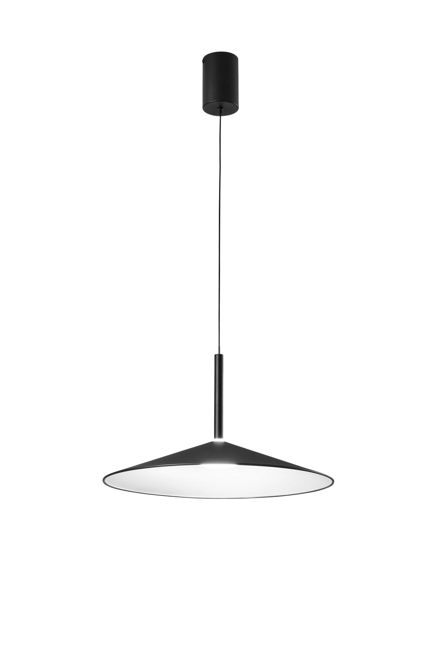 Sospensione KHAN in metallo nero con interno bianco, CCT