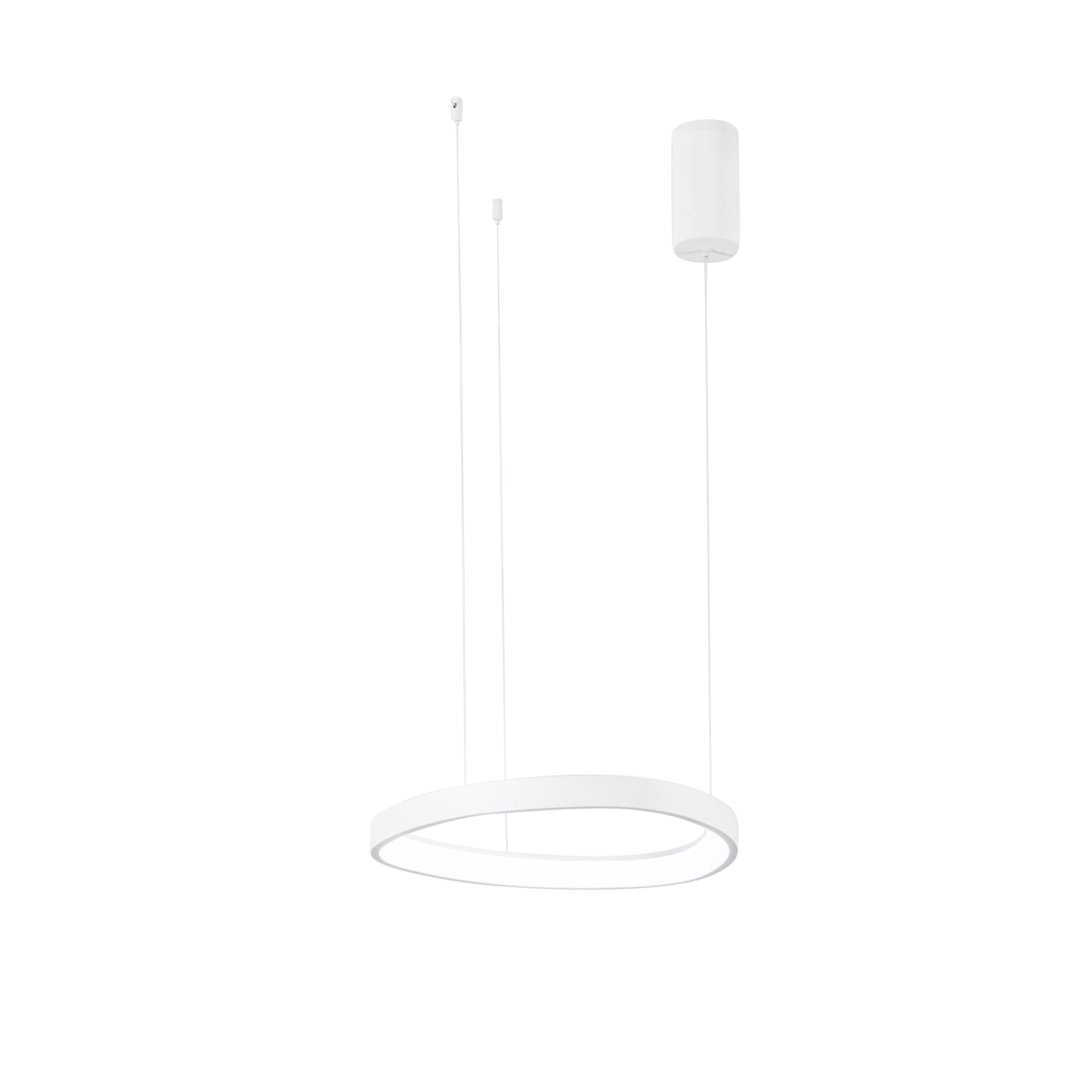 Sospensione LED KLAPTON in alluminio bianco, cavo regolabile, CCT, h150cm. Ø 45 cm.