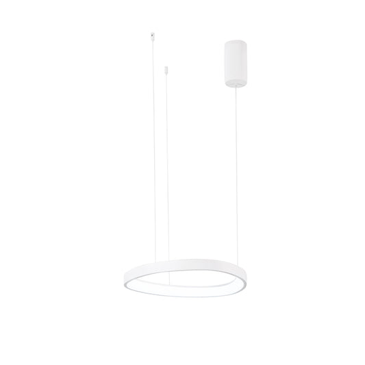 Sospensione LED KLAPTON in alluminio bianco, cavo regolabile, CCT, h150cm. Ø 45 cm.
