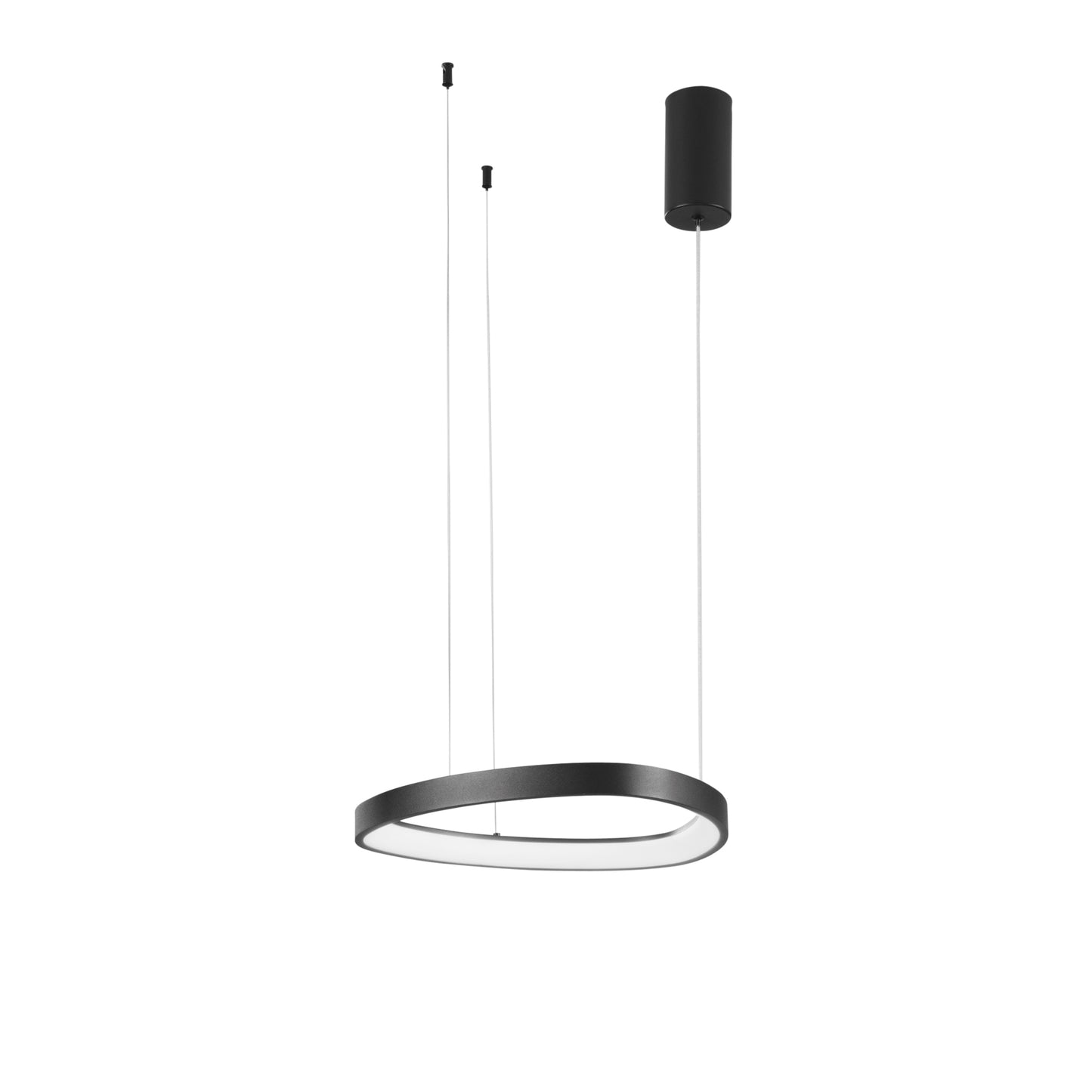 Sospensione LED KLAPTON in alluminio nero, cavo regolabile, CCT, h150cm. Ø 45 cm.