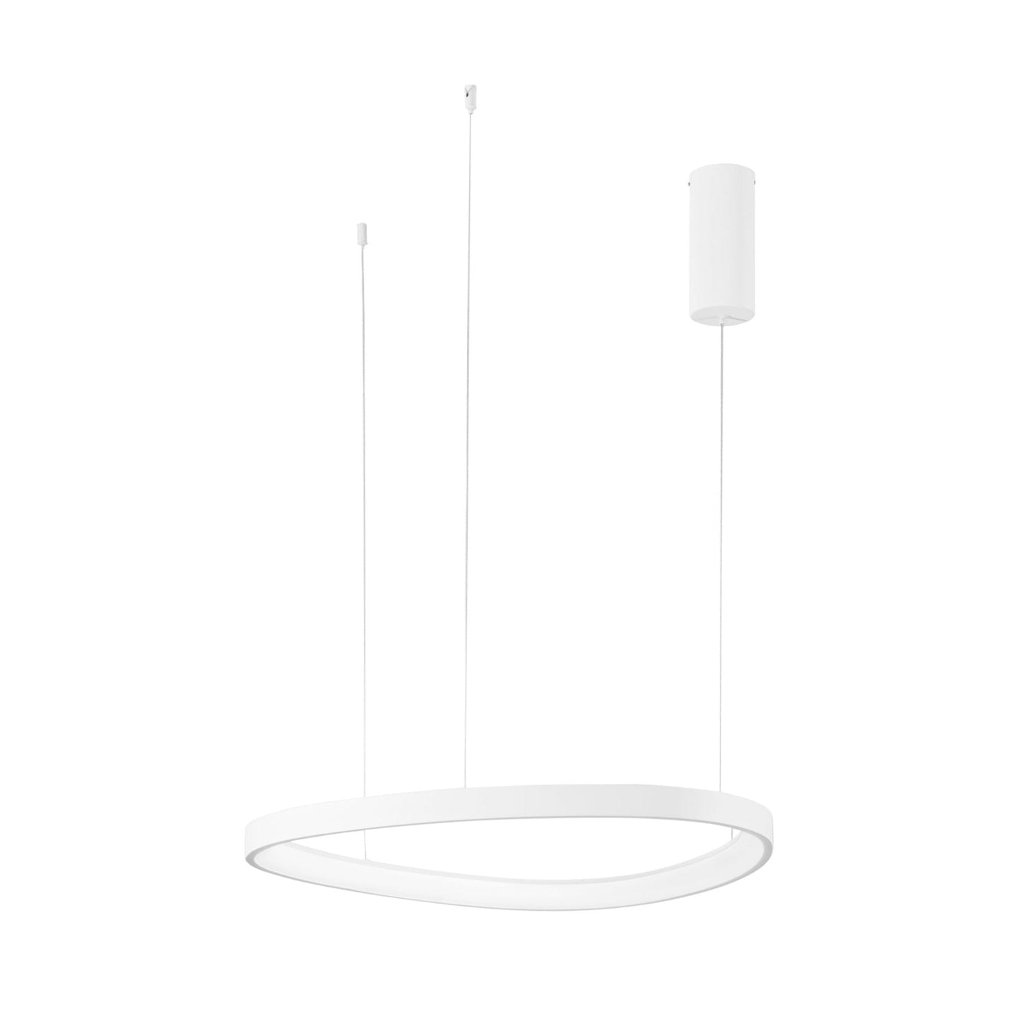 Sospensione LED KLAPTON in alluminio bianco, cavo regolabile, CCT, h150cm. Ø 65 cm.