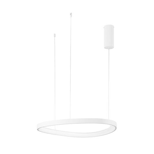 Sospensione LED KLAPTON in alluminio bianco, cavo regolabile, CCT, h150cm. Ø 65 cm.