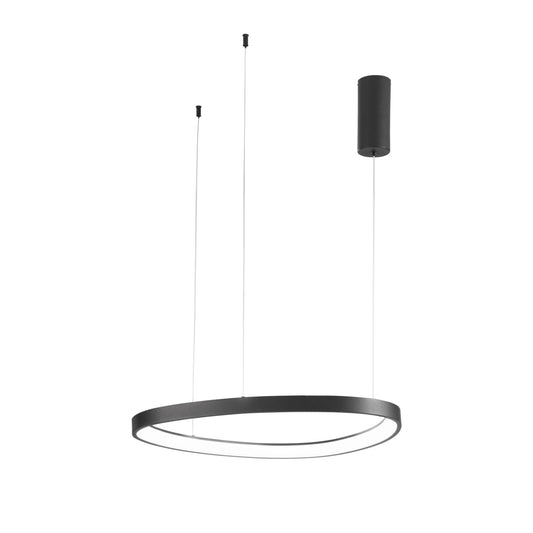 Sospensione LED KLAPTON in alluminio nero, cavo regolabile, CCT, h150cm. Ø 65 cm.
