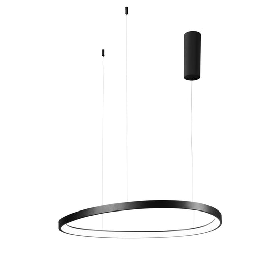 Sospensione LED KLAPTON in alluminio nero, cavo regolabile, CCT, h150cm. Ø 85 cm.