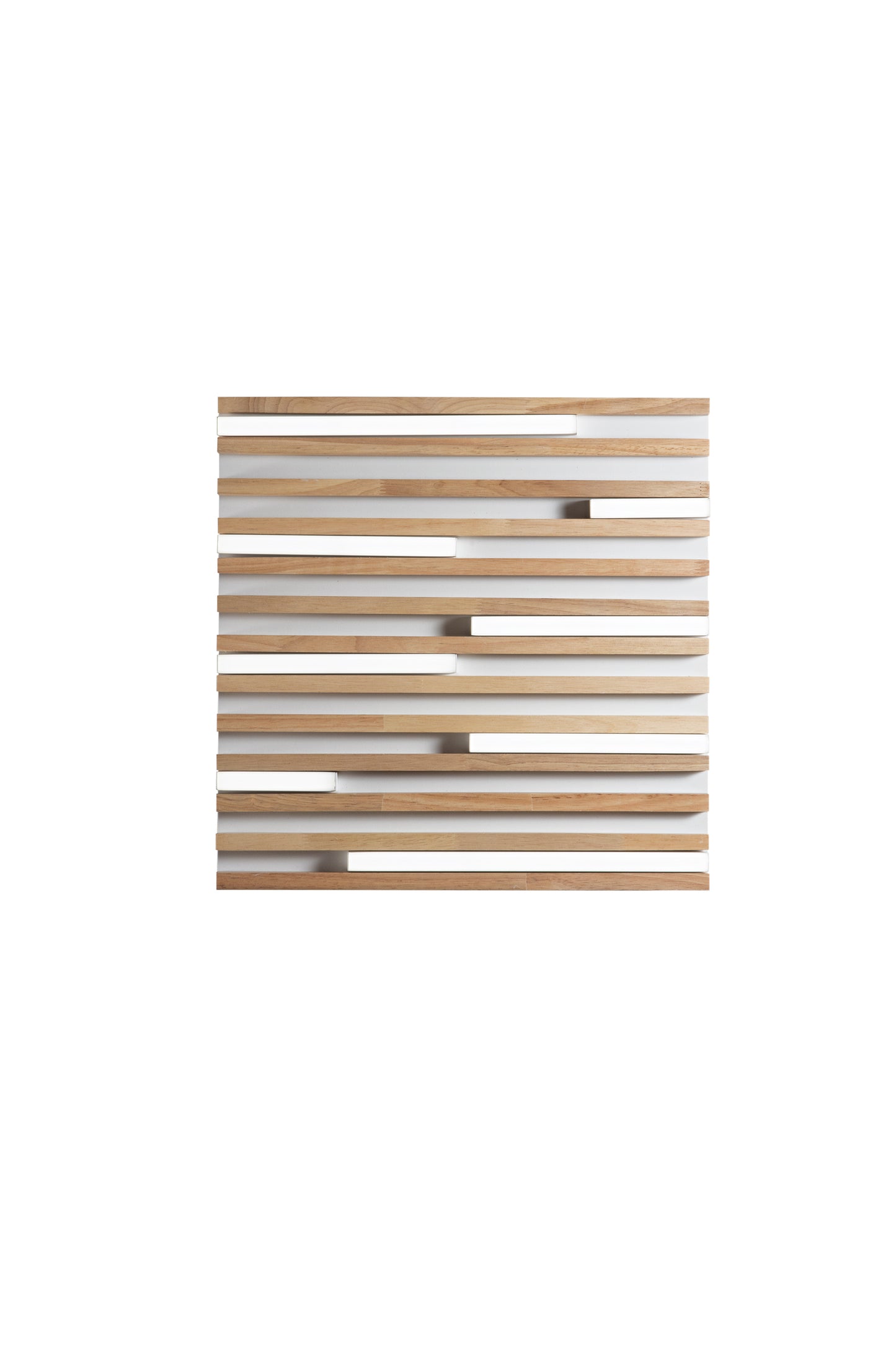 Plafoniera LED Kuma quadrata in legno su metallo bianco, CCT, 41cm