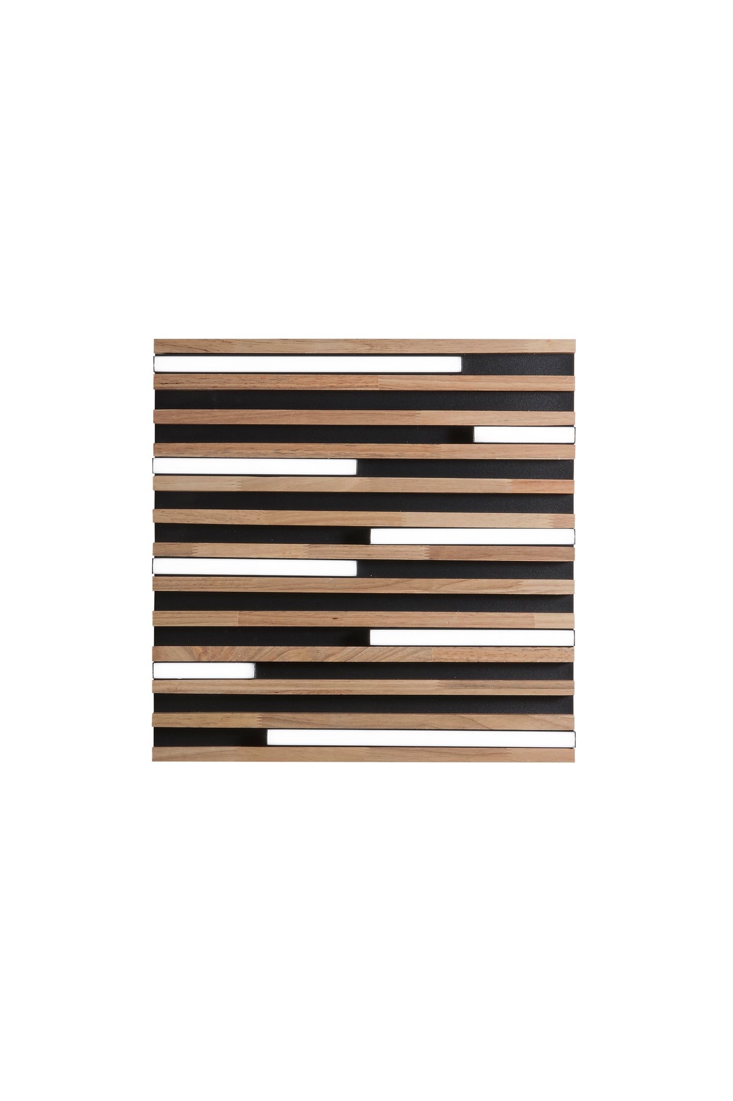 Plafoniera LED Kuma quadrata in legno rovere su metallo nero, CCT, 41cm.