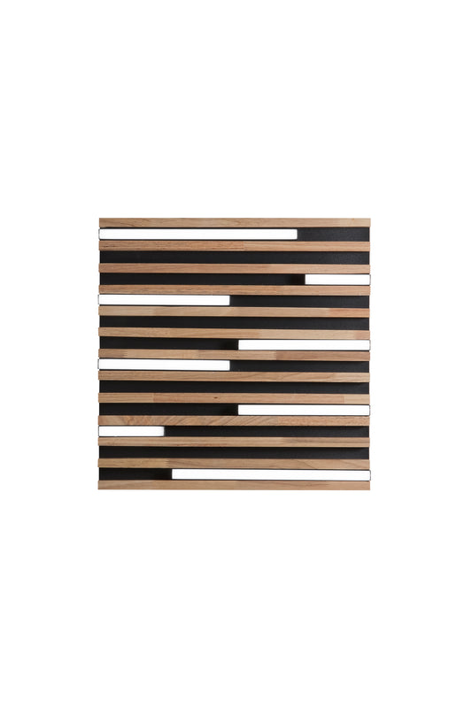 Plafoniera LED Kuma quadrata in legno rovere su metallo nero, CCT, 41cm.