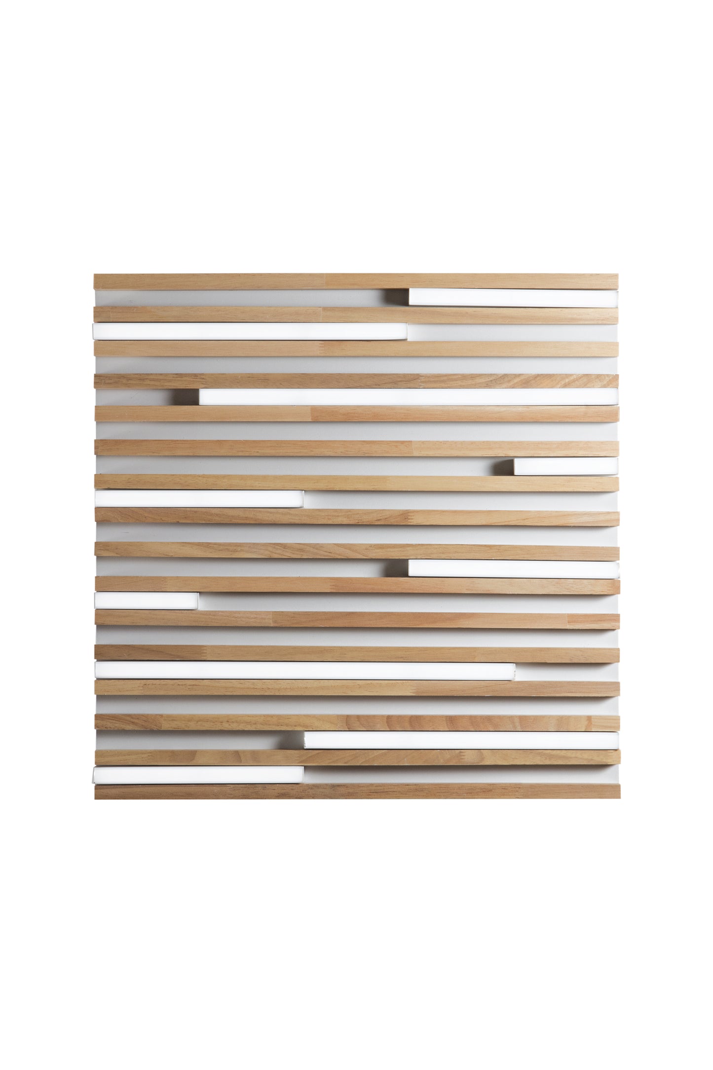 Plafoniera LED Kuma quadrata in legno su metallo bianco, CCT, 50cm