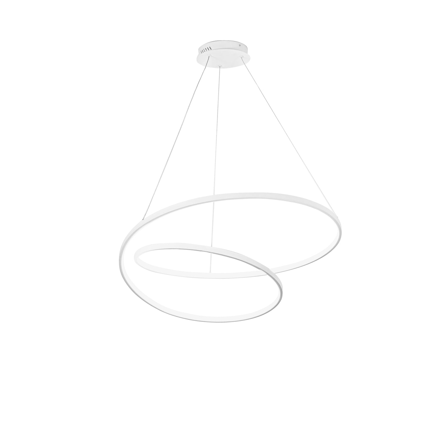 Sospensione LED LIEVE in alluminio bianco, CCT, h 130cm. Ø 80cm.