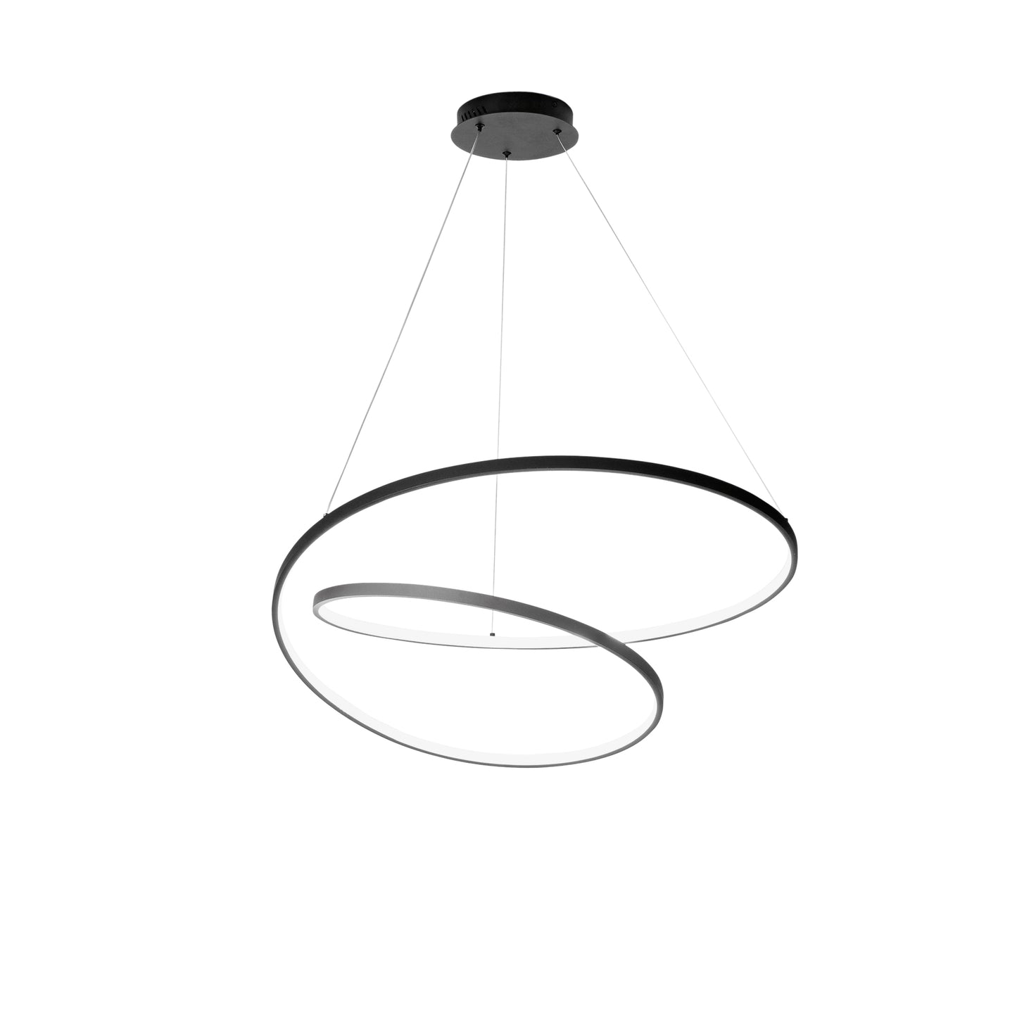 Sospensione LED LIEVE in alluminio nero, CCT, h 130cm. Ø 80cm.