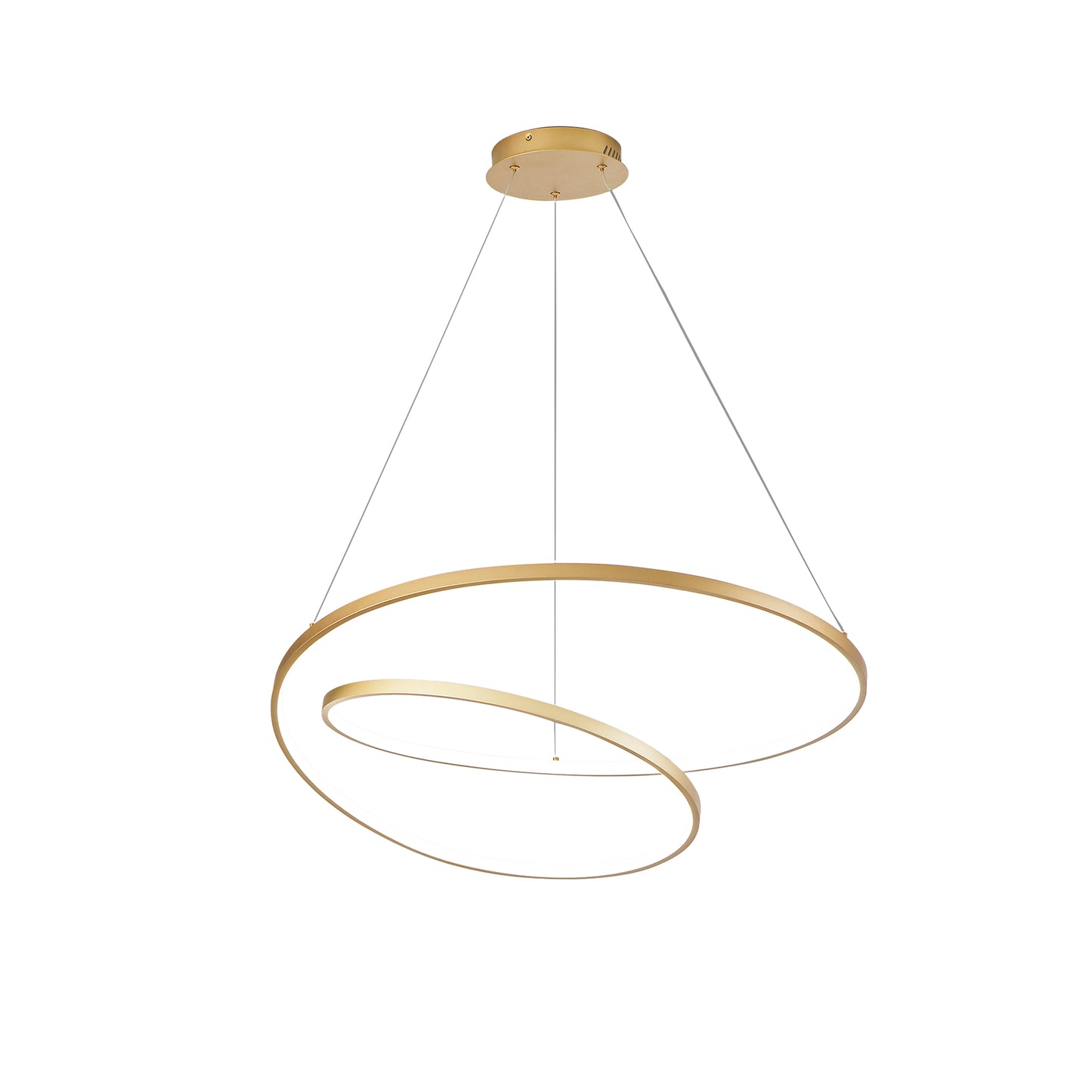 Sospensione LED LIEVE in alluminio oro, CCT, h 130cm. Ø 80cm.
