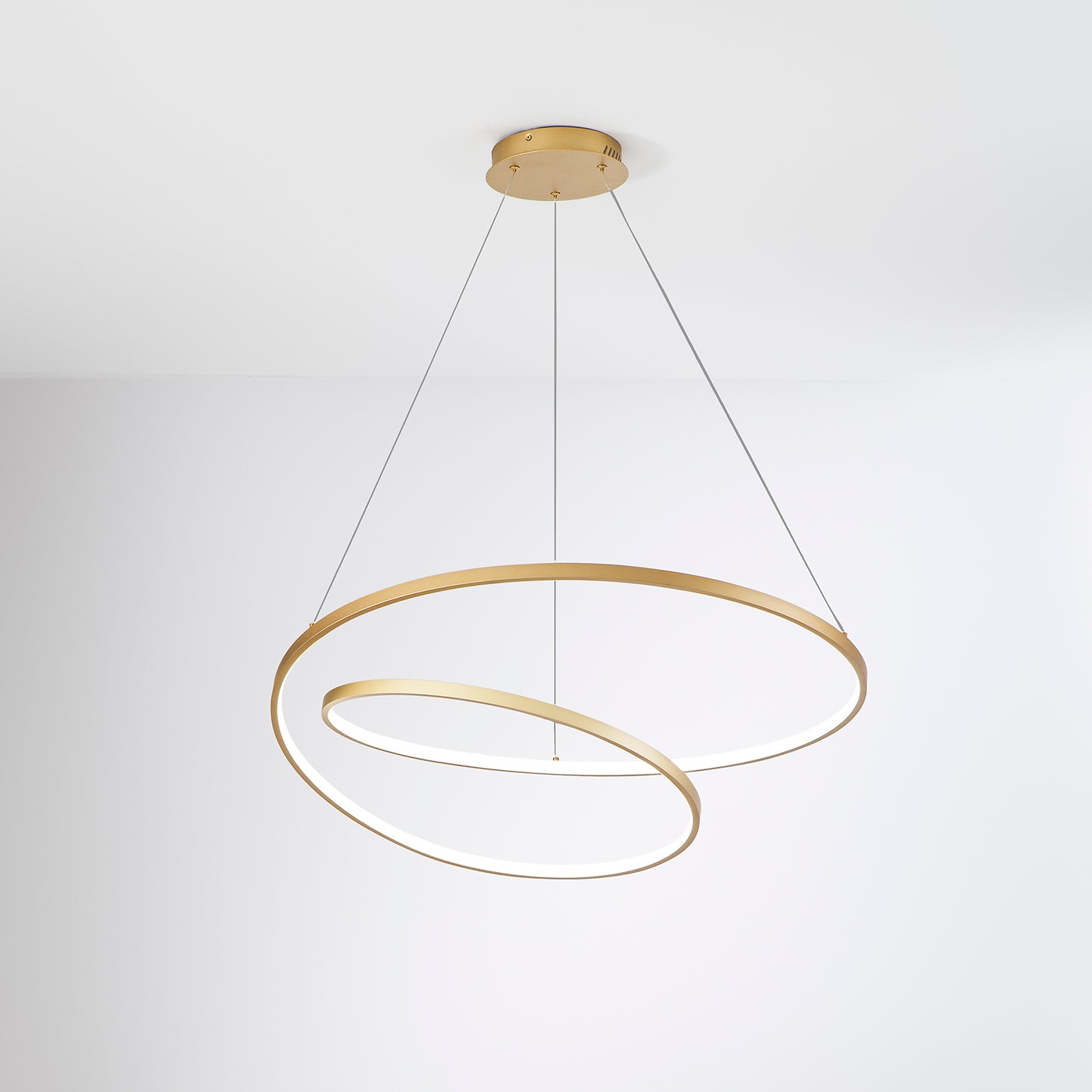 Sospensione LED LIEVE in alluminio oro, CCT, h 130cm. Ø 80cm.