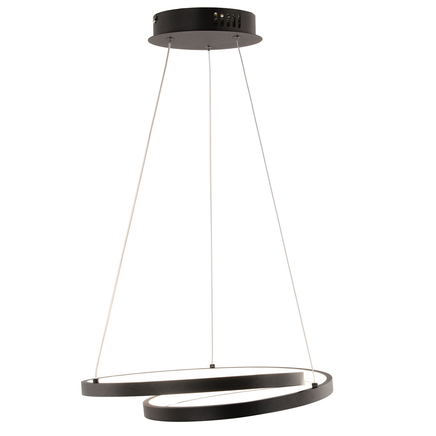Sospensione LED LIEVE in alluminio nero, CCT, h 130cm. Ø 40cm.