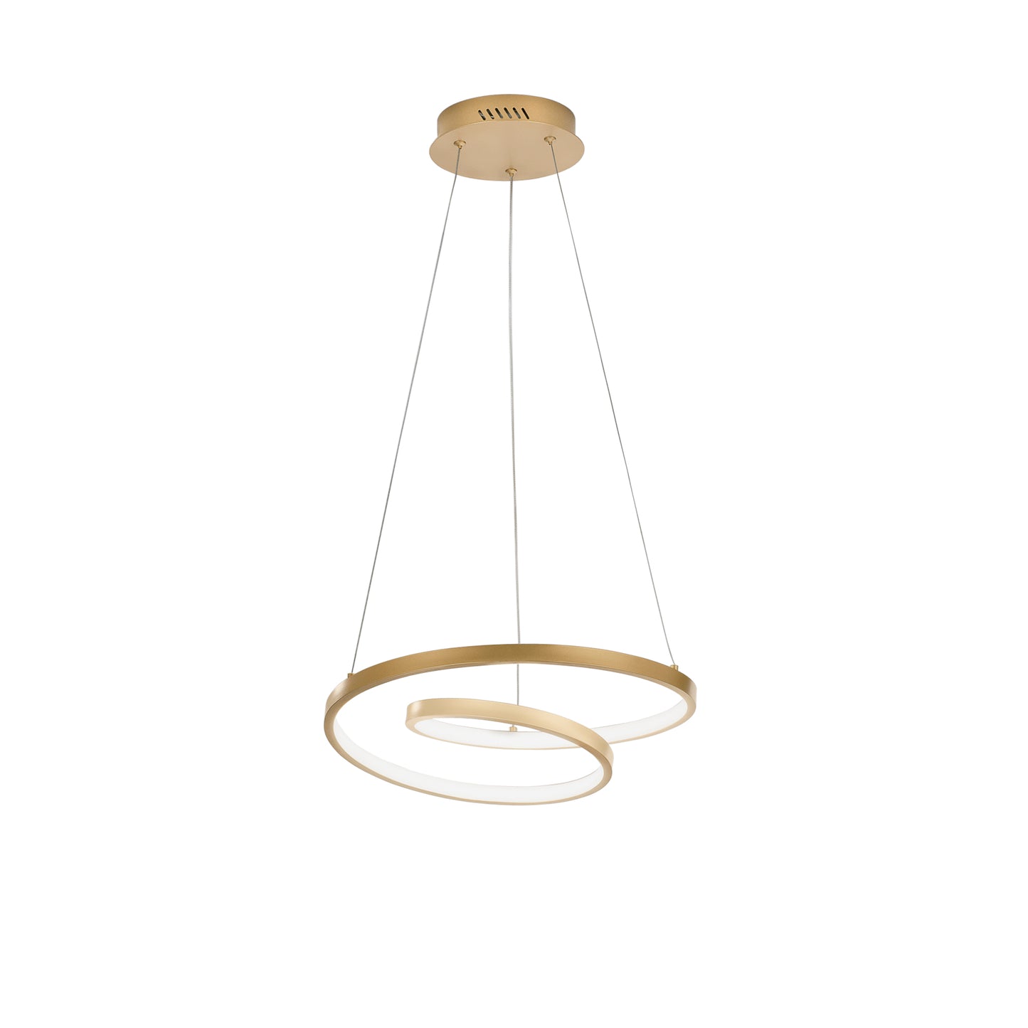 Sospensione LED LIEVE in alluminio oro, CCT, h 130cm. Ø 40cm.