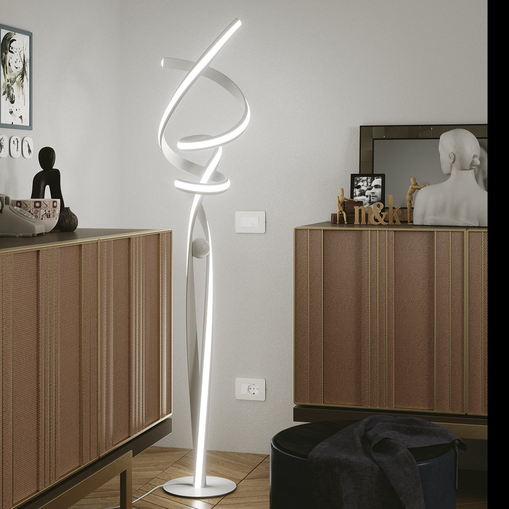 Piantana LED MYSTRAL in alluminio bianco, diffusore in silicone CCT