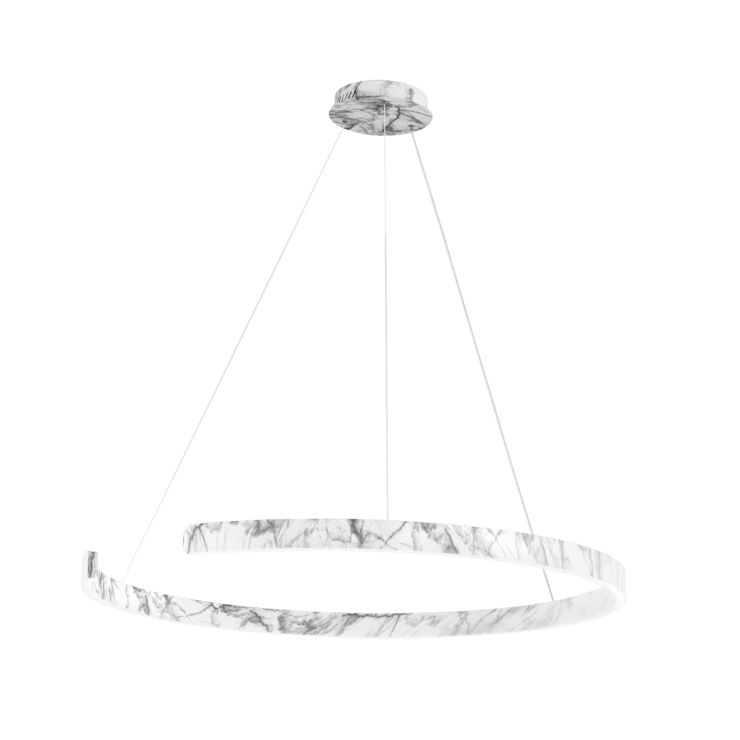 Sospensione semicircolare LED NAVEL in metallo effetto marmo con CCT 100 cm.