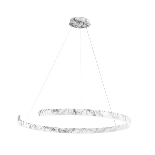 Sospensione semicircolare LED NAVEL in metallo effetto marmo con CCT 100 cm.