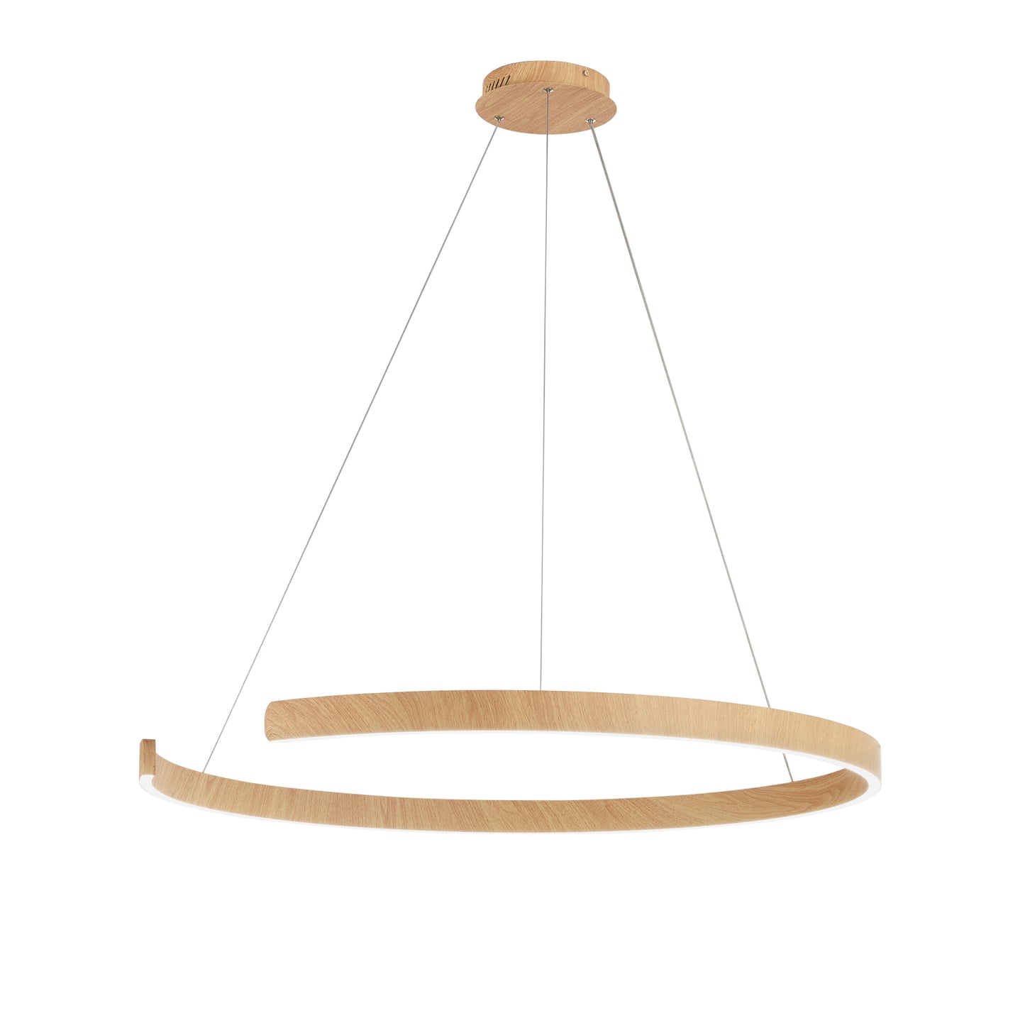 Sospensione semicircolare LED NAVEL in metallo effetto legno con CCT 100 cm.