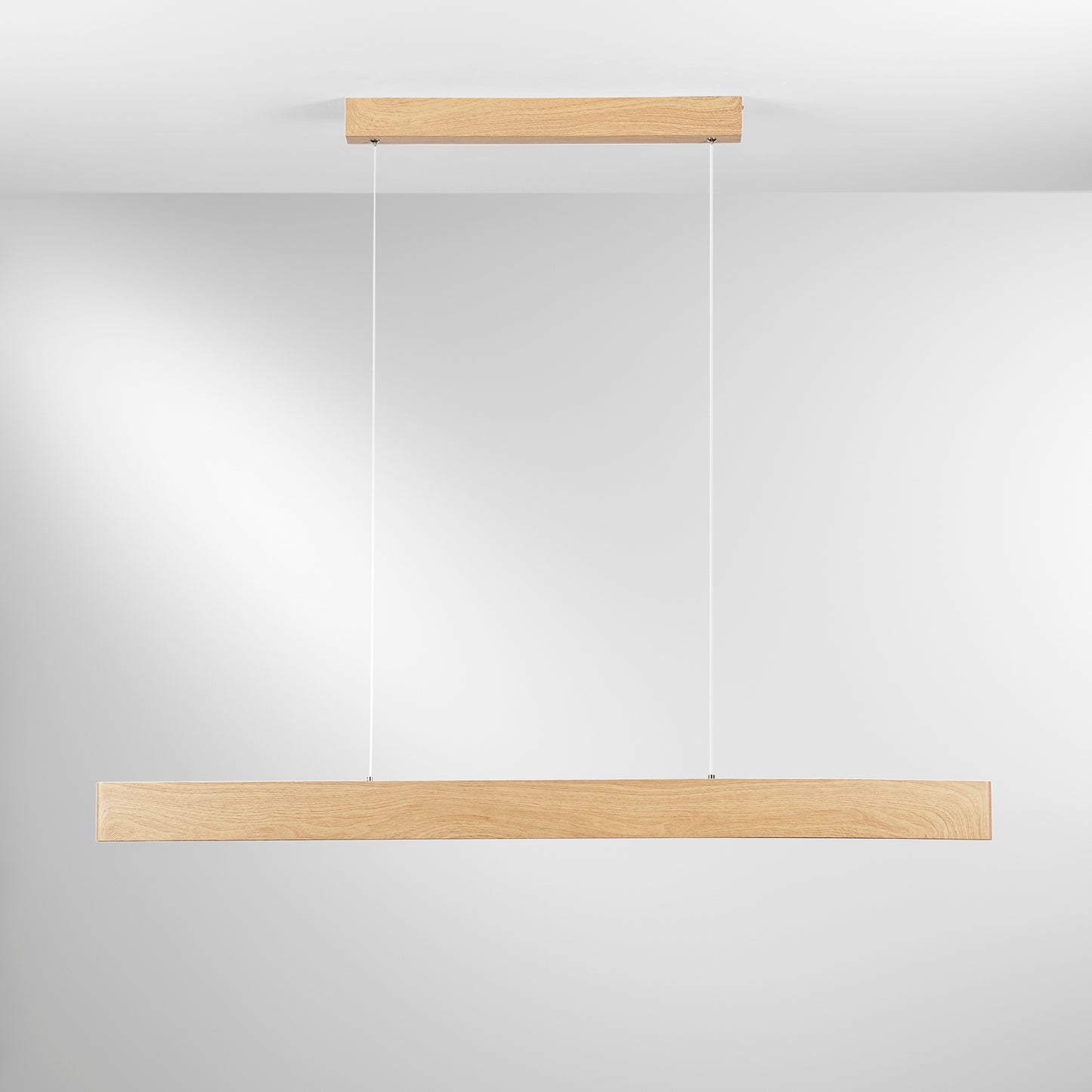 Sospensione lineare LED NAVEL in metallo effetto legno con CCT 120 cm.