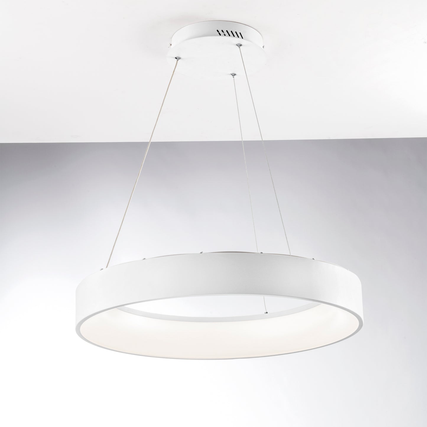 Sospensione LED NOAH bianca in alluminio, CCT Ø 60 cm.