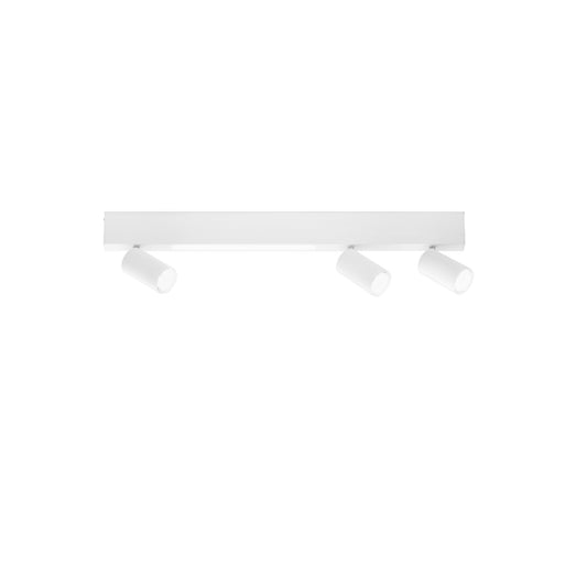 Plafone LED ORIENTED in metallo bianco con 3 faretti e 1 striscia LED, CCT, 70 cm.